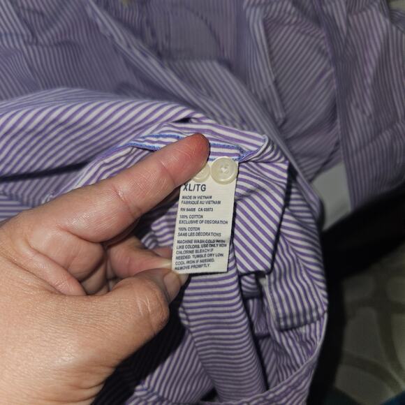 American Eagle Mens Shirt Sz XL Athletic Fit Lavender Striped Long Sleeve Career - Picture 12 of 13